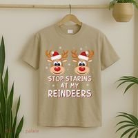 Stop Staring At My Reindeers Dirty Xmas Boob Joke T-Shirt thumb 2