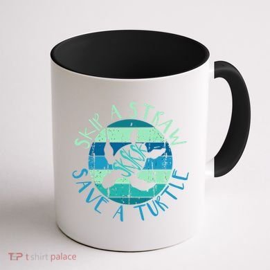 Sksksk Skip A Straw Save A Turtle Vintage Turtle Gift Great Gift Coffee Mug back