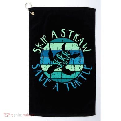 Sksksk Skip A Straw Save A Turtle Vintage Turtle Gift Great Gift Golf Towel