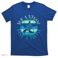 Sksksk Skip A Straw Save A Turtle Vintage Turtle Gift Great Gift T-Shirt thumb 0