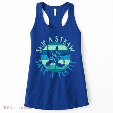 Sksksk Skip A Straw Save A Turtle Vintage Turtle Gift Great Gift Women's Tank Top