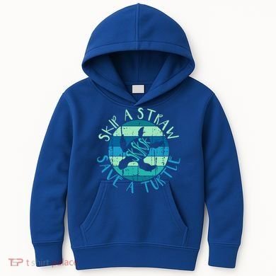 Sksksk Skip A Straw Save A Turtle Vintage Turtle Gift Great Gift Kids Hoodie