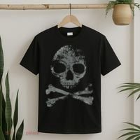 Scary Skull And Crossbones Grunge Style Gothic Creepy Spooky T-Shirt thumb 2