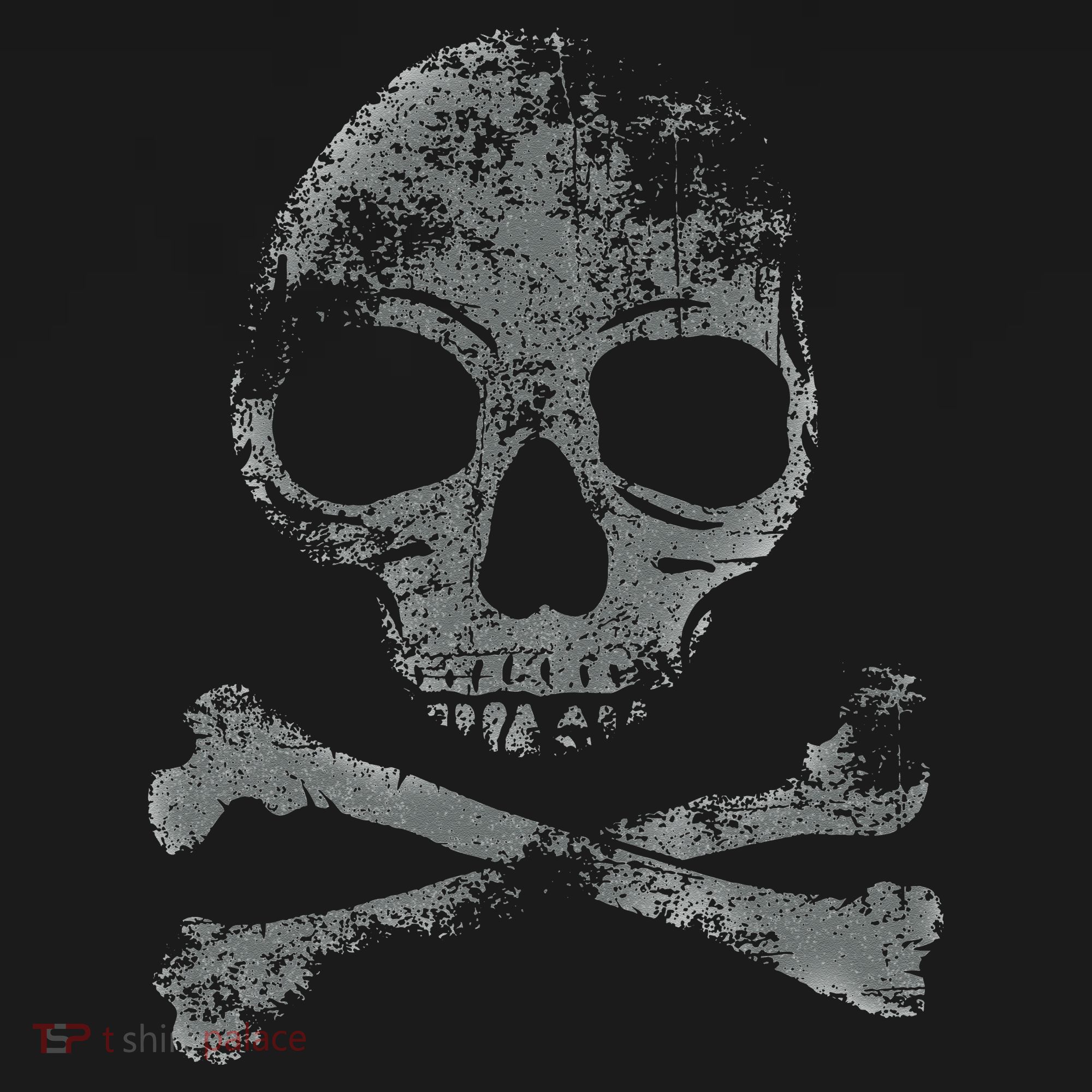 Scary Skull And Crossbones Grunge Style Gothic Creepy Spooky T-Shirt