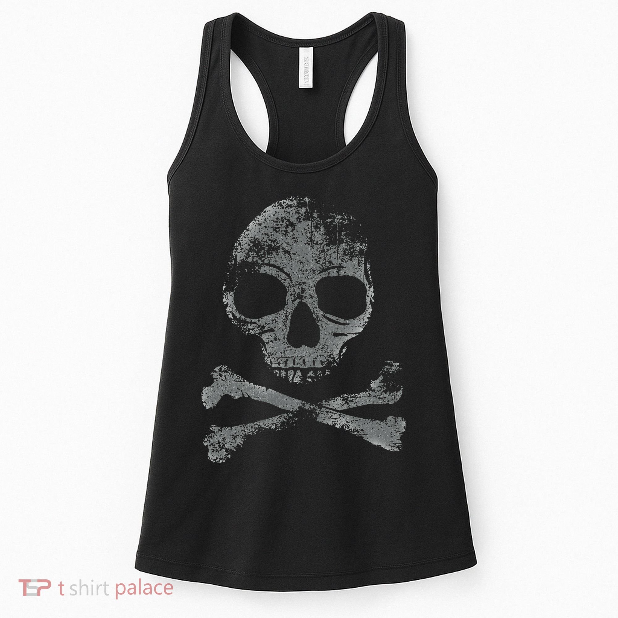 Scary Skull And Crossbones Grunge Style Gothic Creepy Spooky Women's Tank Top
