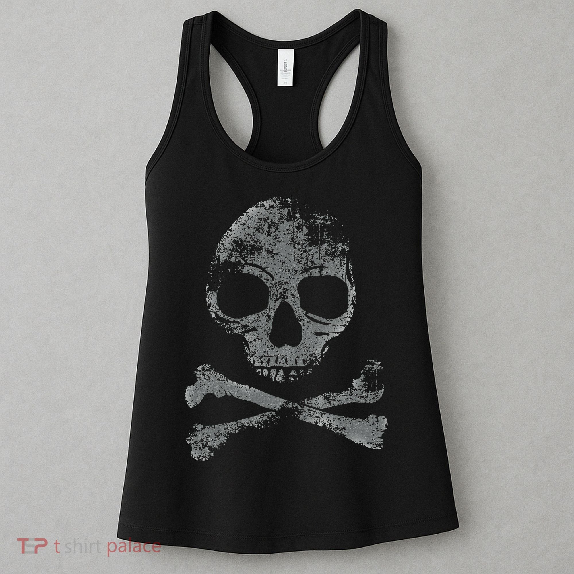 Scary Skull And Crossbones Grunge Style Gothic Creepy Spooky Women's Tank Top