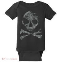 Scary Skull And Crossbones Grunge Style Gothic Creepy Spooky Baby Bodysuit thumb 0