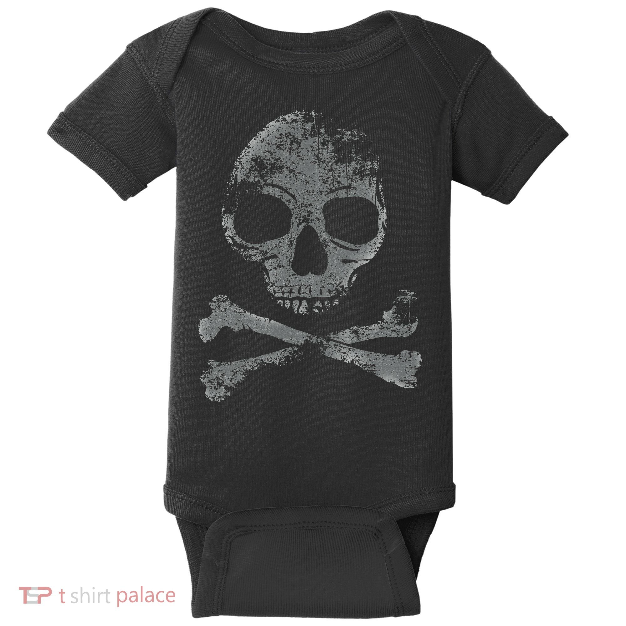 Scary Skull And Crossbones Grunge Style Gothic Creepy Spooky Baby Bodysuit