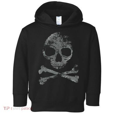 Scary Skull And Crossbones Grunge Style Gothic Creepy Spooky Toddler Hoodie