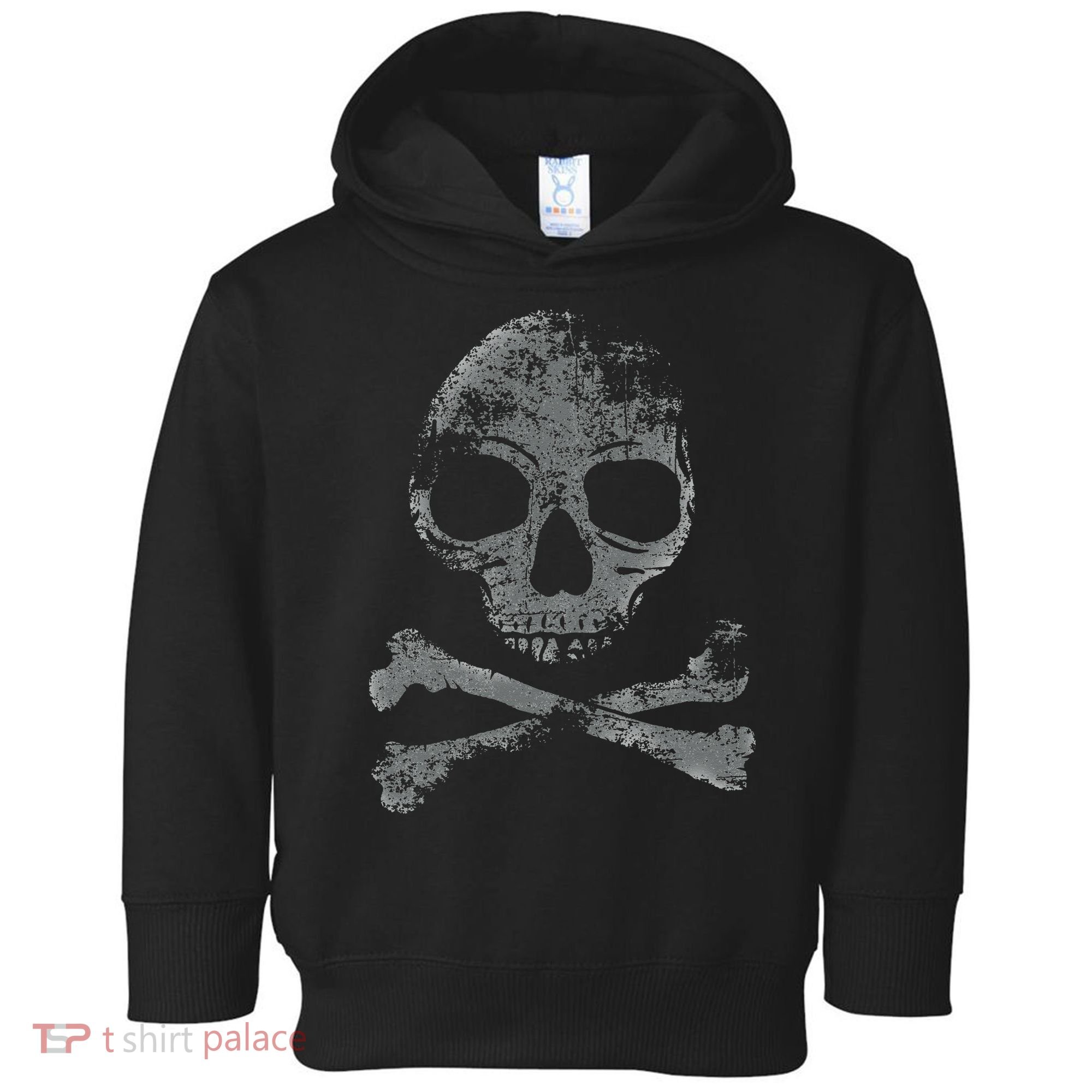 Scary Skull And Crossbones Grunge Style Gothic Creepy Spooky Toddler Hoodie