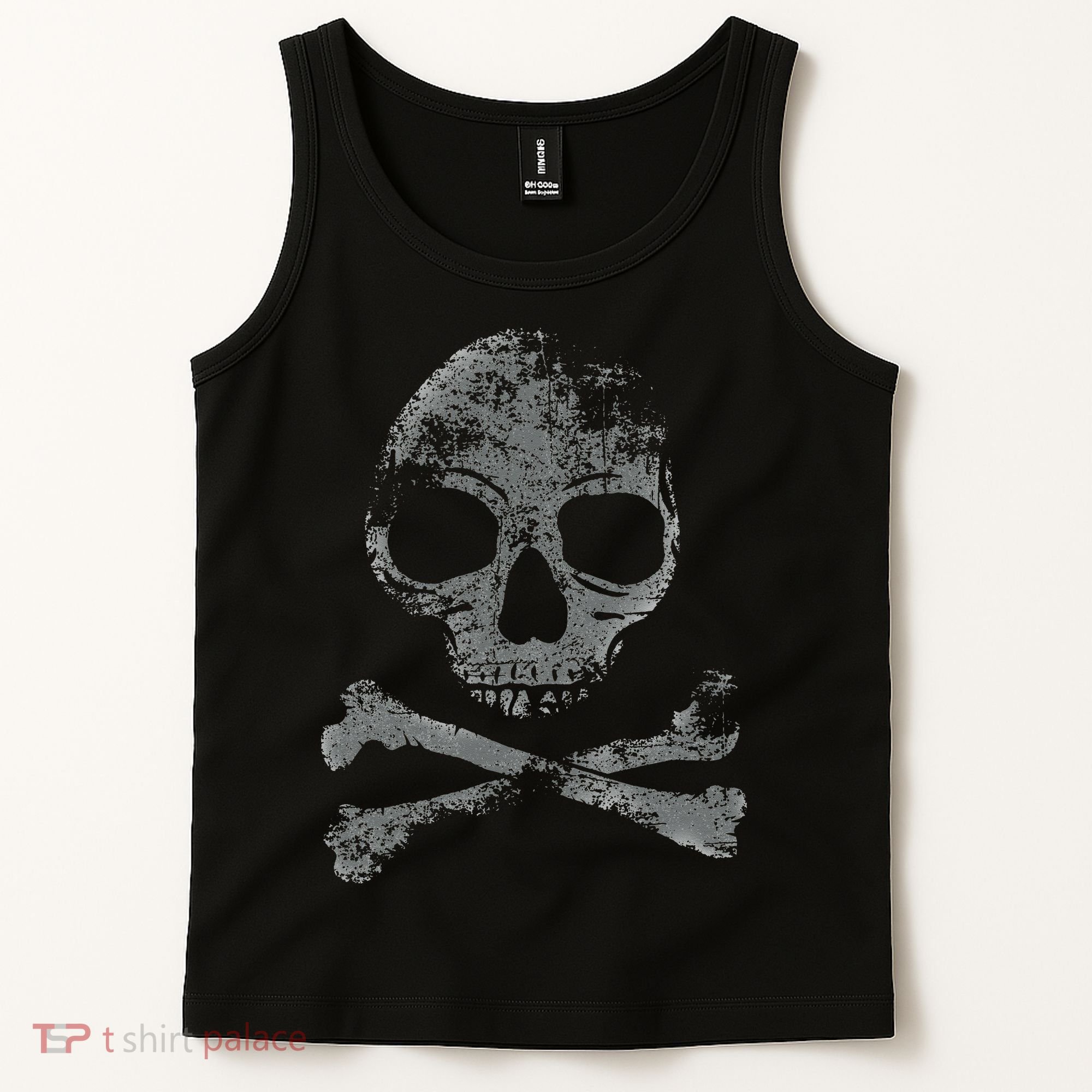 Scary Skull And Crossbones Grunge Style Gothic Creepy Spooky Tank Top