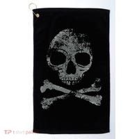 Scary Skull And Crossbones Grunge Style Gothic Creepy Spooky Golf Towel thumb 0