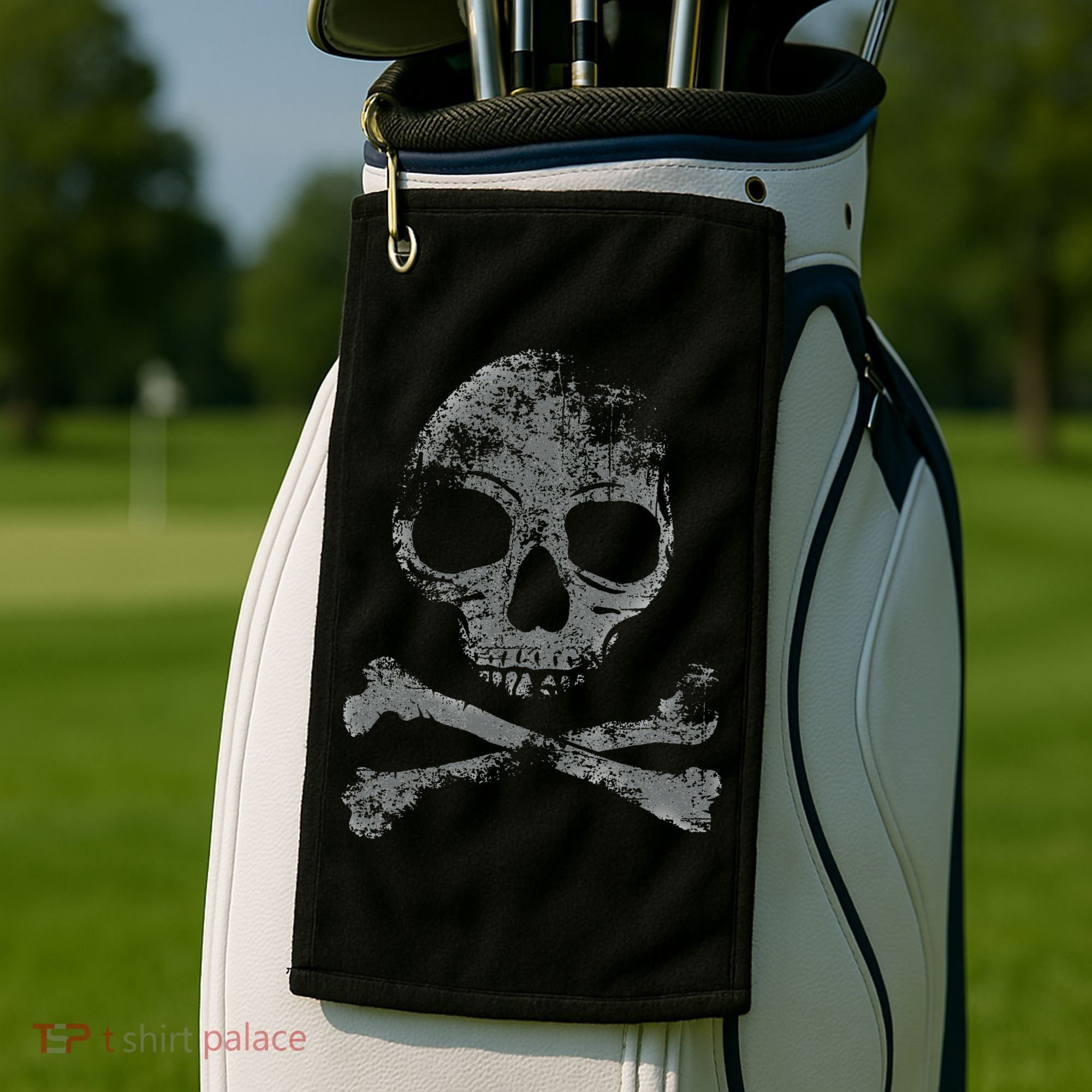 Scary Skull And Crossbones Grunge Style Gothic Creepy Spooky Golf Towel