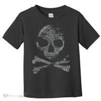 Scary Skull And Crossbones Grunge Style Gothic Creepy Spooky Toddler T-Shirt thumb 0