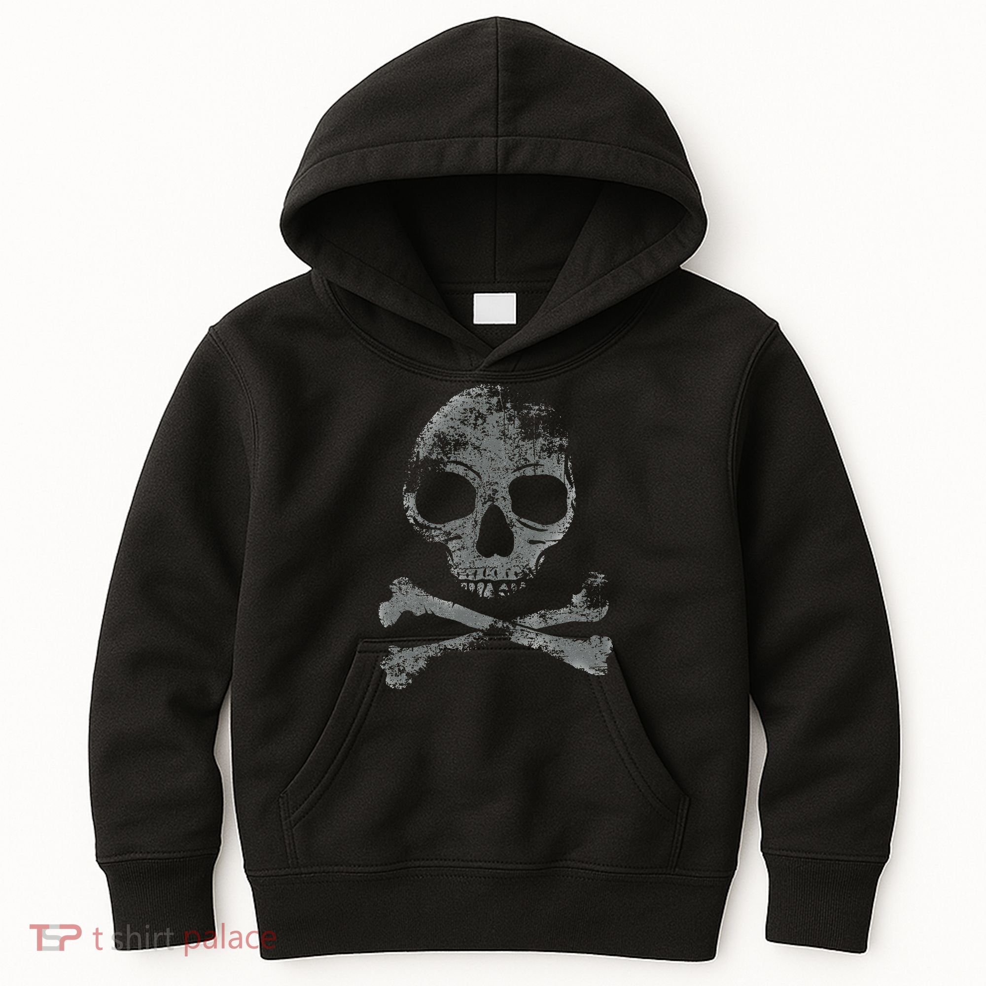 Scary Skull And Crossbones Grunge Style Gothic Creepy Spooky Kids Hoodie