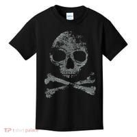 Scary Skull And Crossbones Grunge Style Gothic Creepy Spooky Kids T-Shirt thumb 0