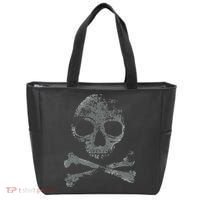 Scary Skull And Crossbones Grunge Style Gothic Creepy Spooky Tote Bag thumb 0