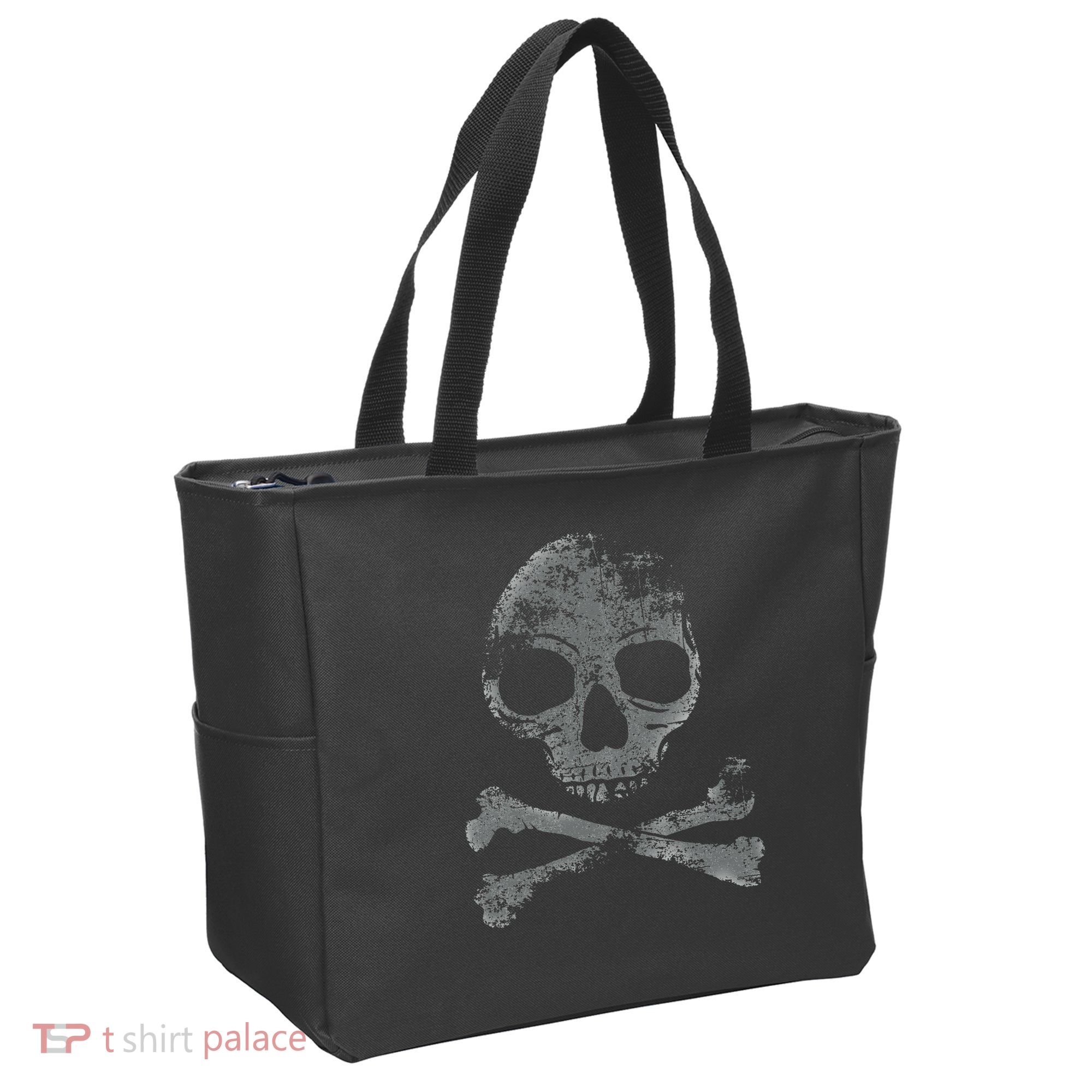 Scary Skull And Crossbones Grunge Style Gothic Creepy Spooky Tote Bag