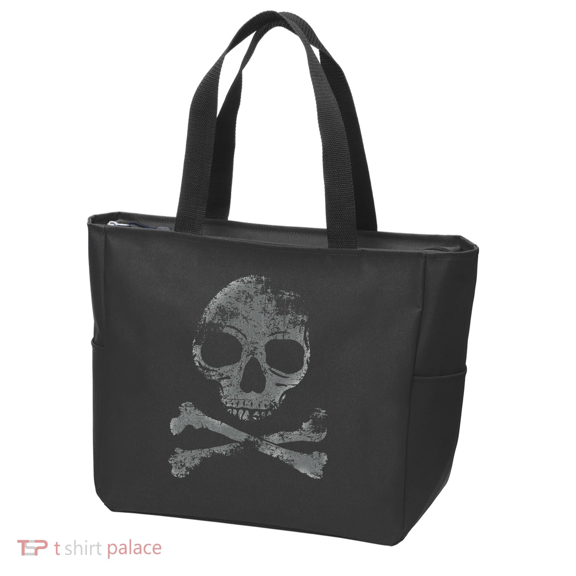 Scary Skull And Crossbones Grunge Style Gothic Creepy Spooky Tote Bag