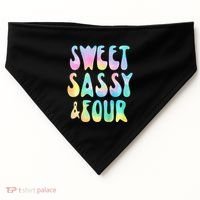 Sweet Sassy And Four 4th Birthday Girl Tie Dye 4 Year Old USA-Made Doggie Bandana thumb 0