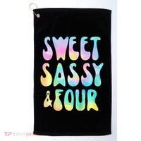 Sweet Sassy And Four 4th Birthday Girl Tie Dye 4 Year Old Golf Towel thumb 0