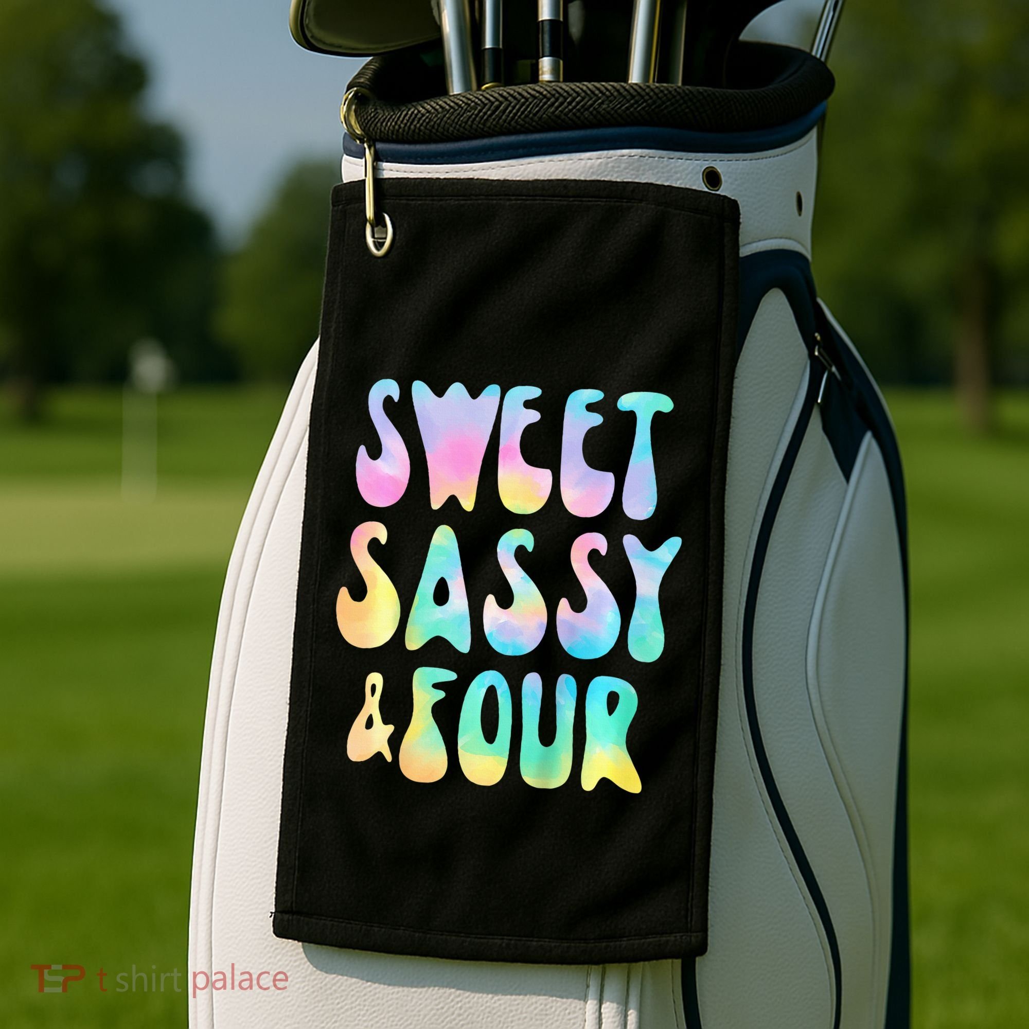 Sweet Sassy And Four 4th Birthday Girl Tie Dye 4 Year Old Golf Towel
