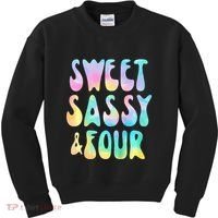Sweet Sassy And Four 4th Birthday Girl Tie Dye 4 Year Old Kids Sweatshirt thumb 0