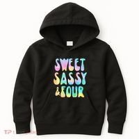 Sweet Sassy And Four 4th Birthday Girl Tie Dye 4 Year Old Kids Hoodie thumb 0