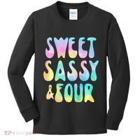 Sweet Sassy And Four 4th Birthday Girl Tie Dye 4 Year Old Kids Long Sleeve Shirt thumb 0