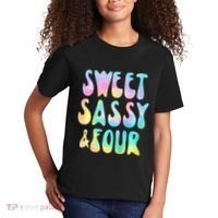 Sweet Sassy And Four 4th Birthday Girl Tie Dye 4 Year Old Kids T-Shirt thumb 2