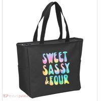 Sweet Sassy And Four 4th Birthday Girl Tie Dye 4 Year Old Tote Bag thumb 2