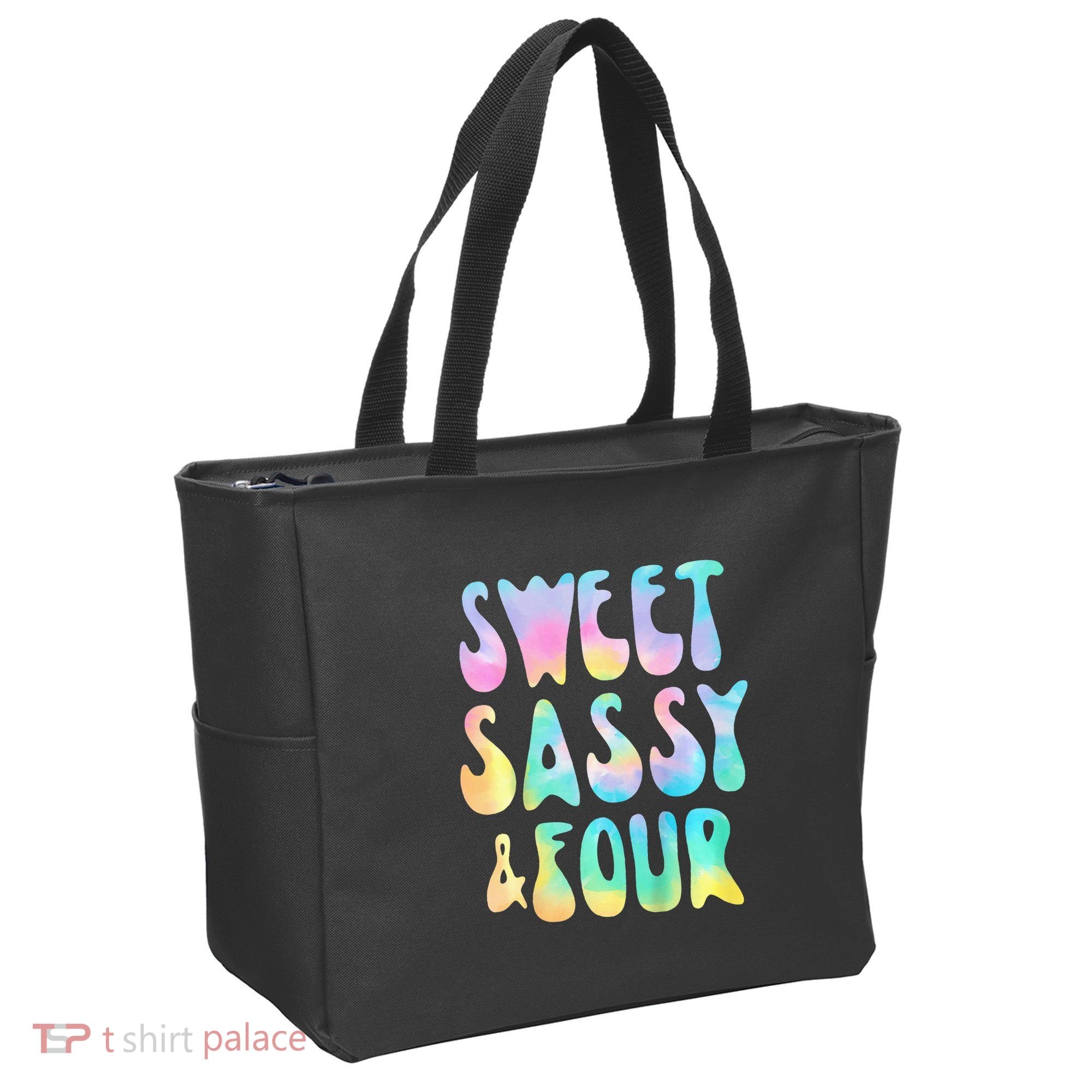 Sweet Sassy And Four 4th Birthday Girl Tie Dye 4 Year Old Tote Bag