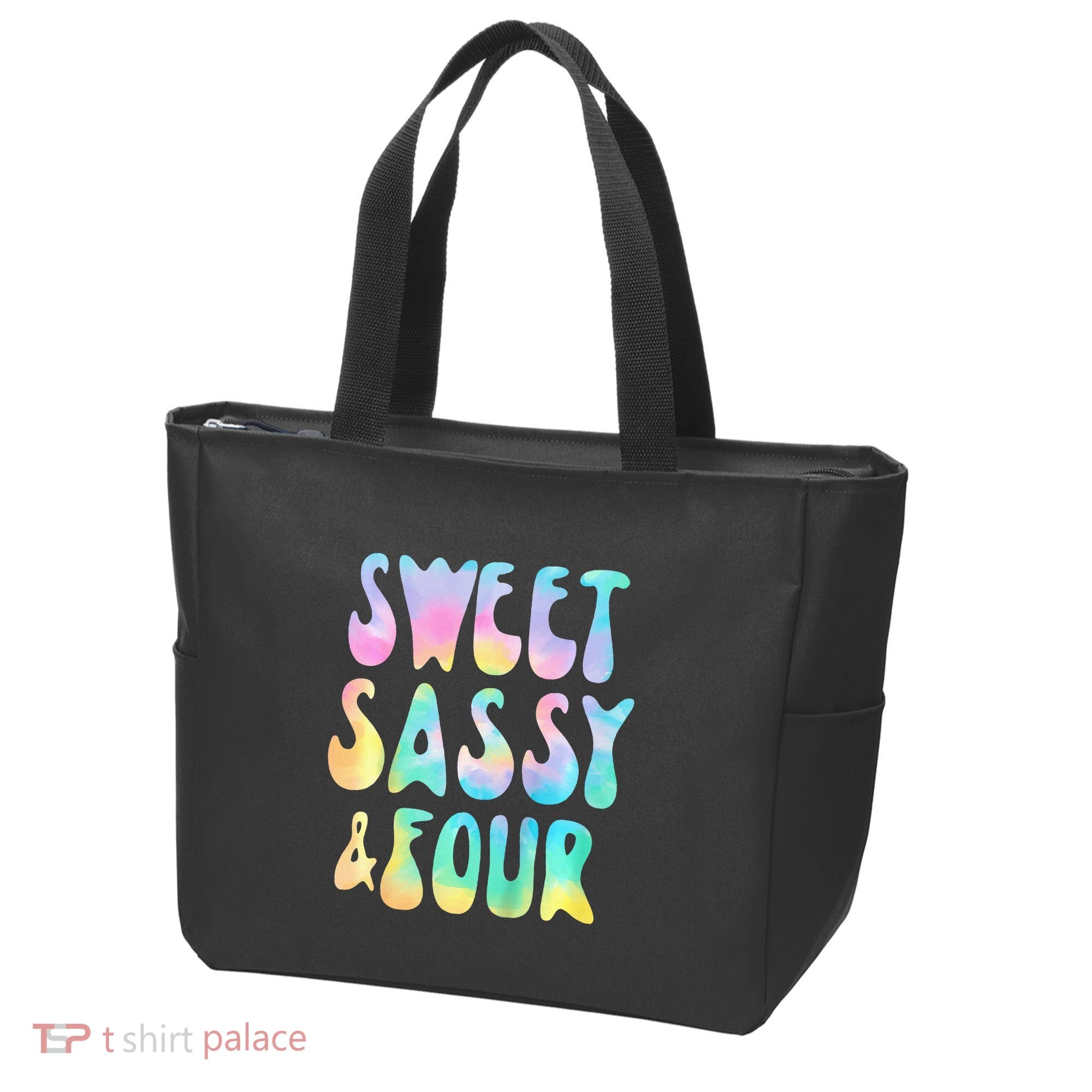 Sweet Sassy And Four 4th Birthday Girl Tie Dye 4 Year Old Tote Bag