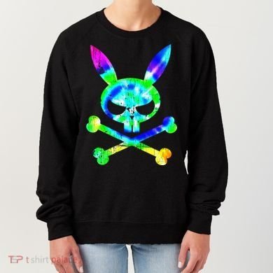 Scary Skull And Crossbones Bad Rabbit Horror Bunny Tie Dye Gift Women's Sweatshirt