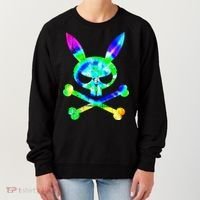 Scary Skull And Crossbones Bad Rabbit Horror Bunny Tie Dye Gift Women's Sweatshirt thumb 0