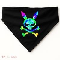 Scary Skull And Crossbones Bad Rabbit Horror Bunny Tie Dye Gift USA-Made Doggie Bandana thumb 0