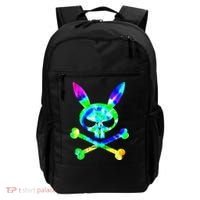 Scary Skull And Crossbones Bad Rabbit Horror Bunny Tie Dye Gift Backpack thumb 0