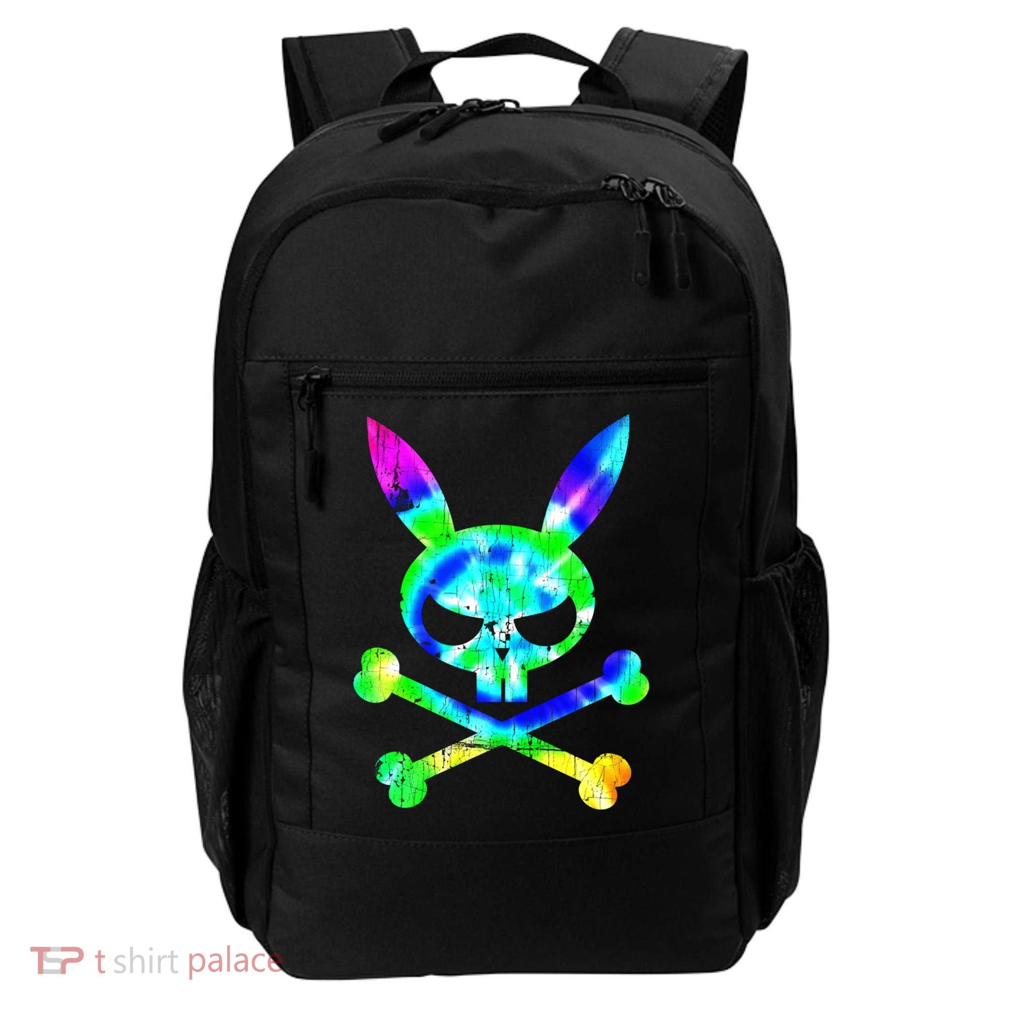 Scary Skull And Crossbones Bad Rabbit Horror Bunny Tie Dye Gift Backpack