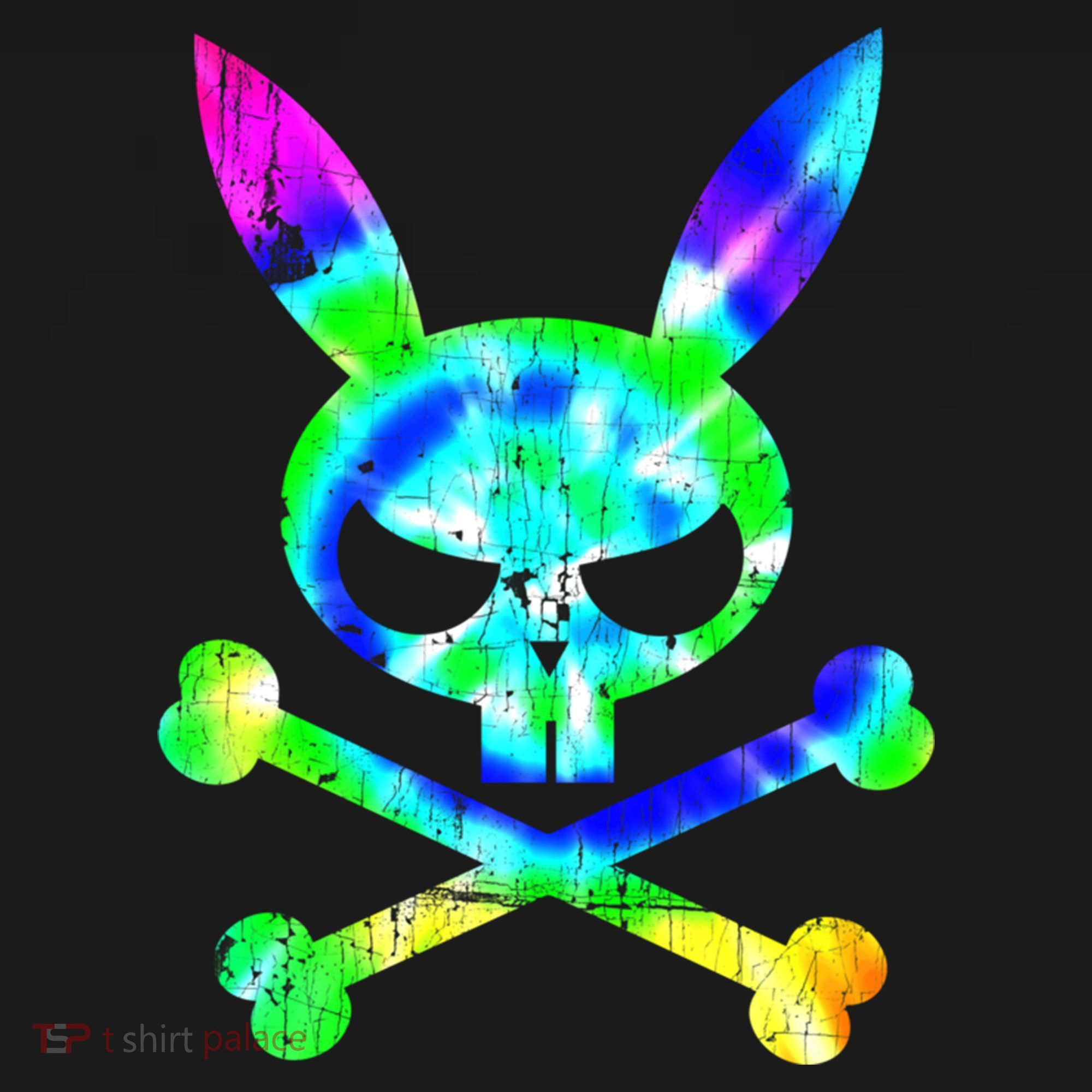 Scary Skull And Crossbones Bad Rabbit Horror Bunny Tie Dye Gift Bucket Hat