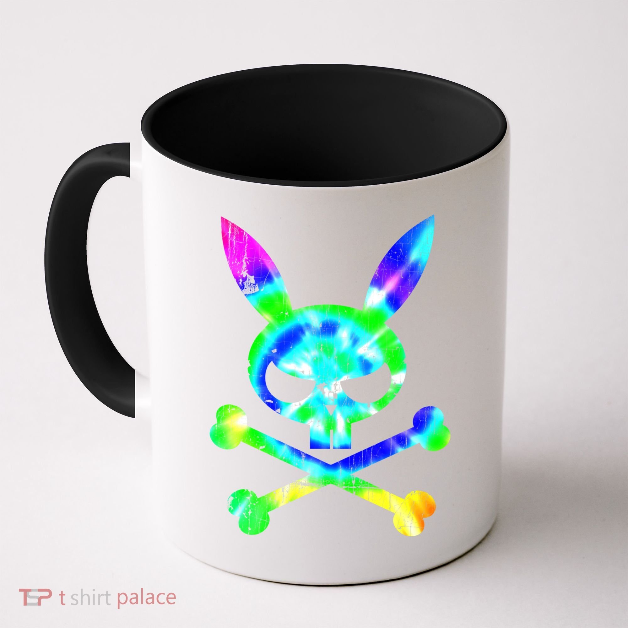 Scary Skull And Crossbones Bad Rabbit Horror Bunny Tie Dye Gift Coffee Mug