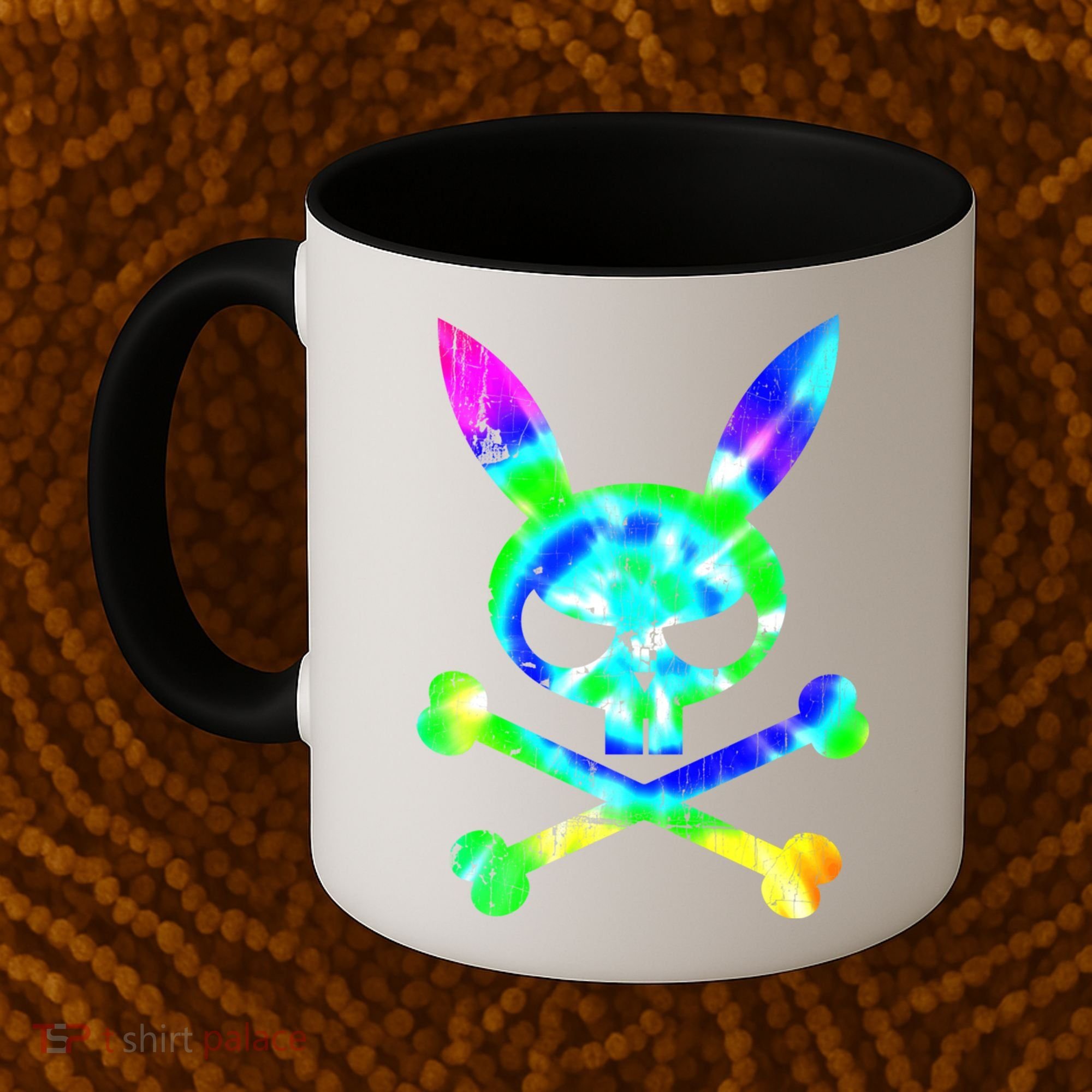 Scary Skull And Crossbones Bad Rabbit Horror Bunny Tie Dye Gift Coffee Mug