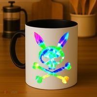 Scary Skull And Crossbones Bad Rabbit Horror Bunny Tie Dye Gift Coffee Mug thumb 4
