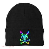 Scary Skull And Crossbones Bad Rabbit Horror Bunny Tie Dye Gift Beanie thumb 0