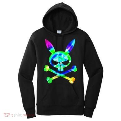 Scary Skull And Crossbones Bad Rabbit Horror Bunny Tie Dye Gift Women's Hoodie