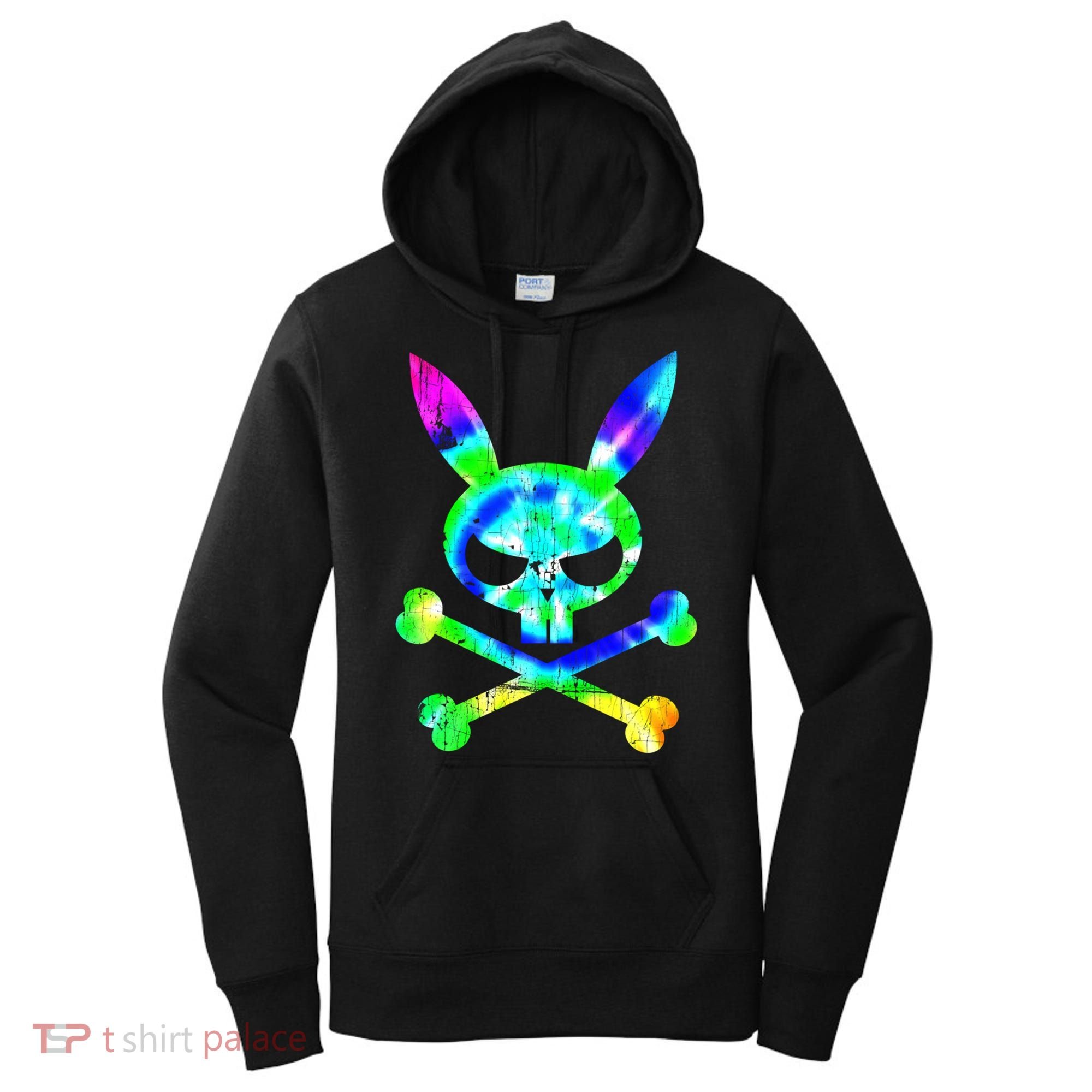 Scary Skull And Crossbones Bad Rabbit Horror Bunny Tie Dye Gift Women's Hoodie
