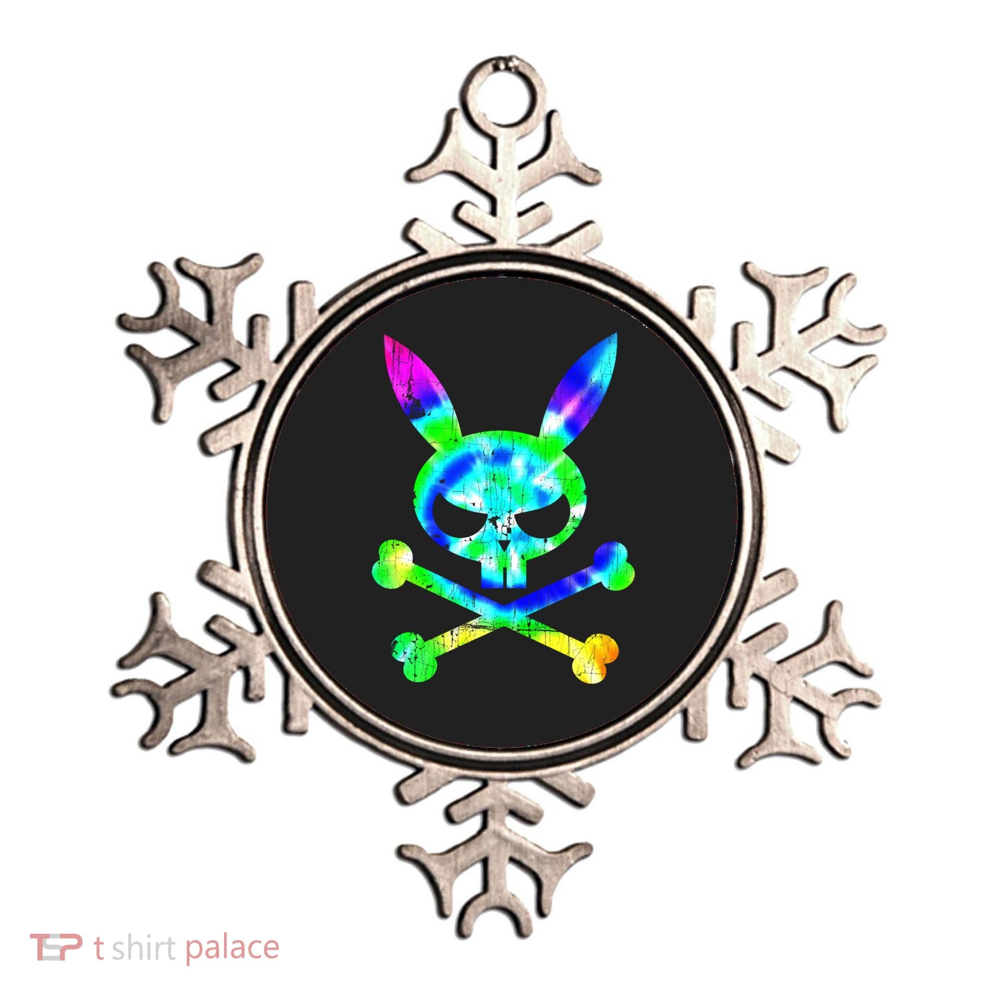 Scary Skull And Crossbones Bad Rabbit Horror Bunny Tie Dye Gift Ornament