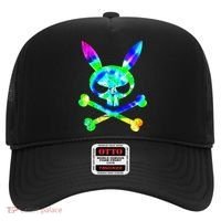 Scary Skull And Crossbones Bad Rabbit Horror Bunny Tie Dye Gift Hat thumb 0