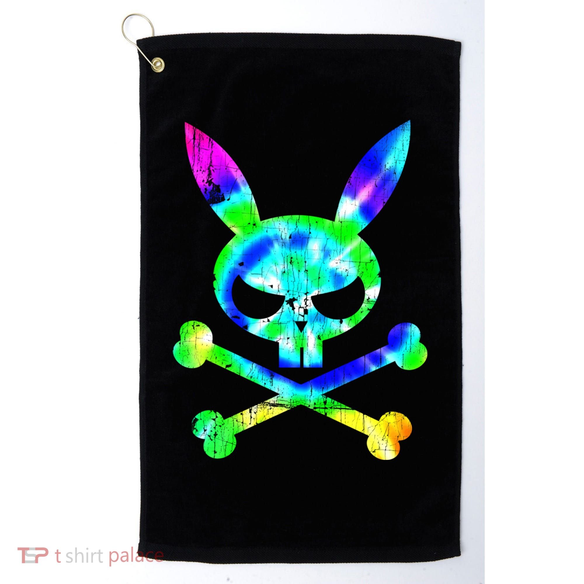 Scary Skull And Crossbones Bad Rabbit Horror Bunny Tie Dye Gift Golf Towel