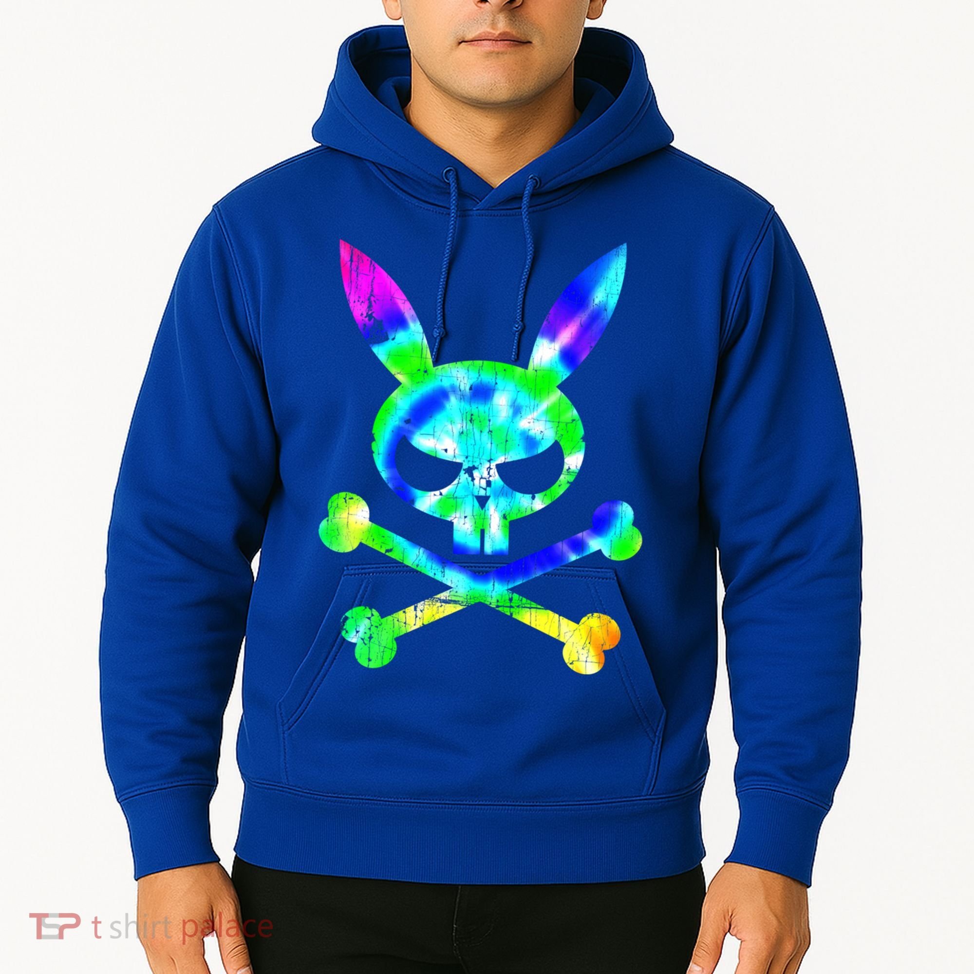 Scary Skull And Crossbones Bad Rabbit Horror Bunny Tie Dye Gift Hoodie