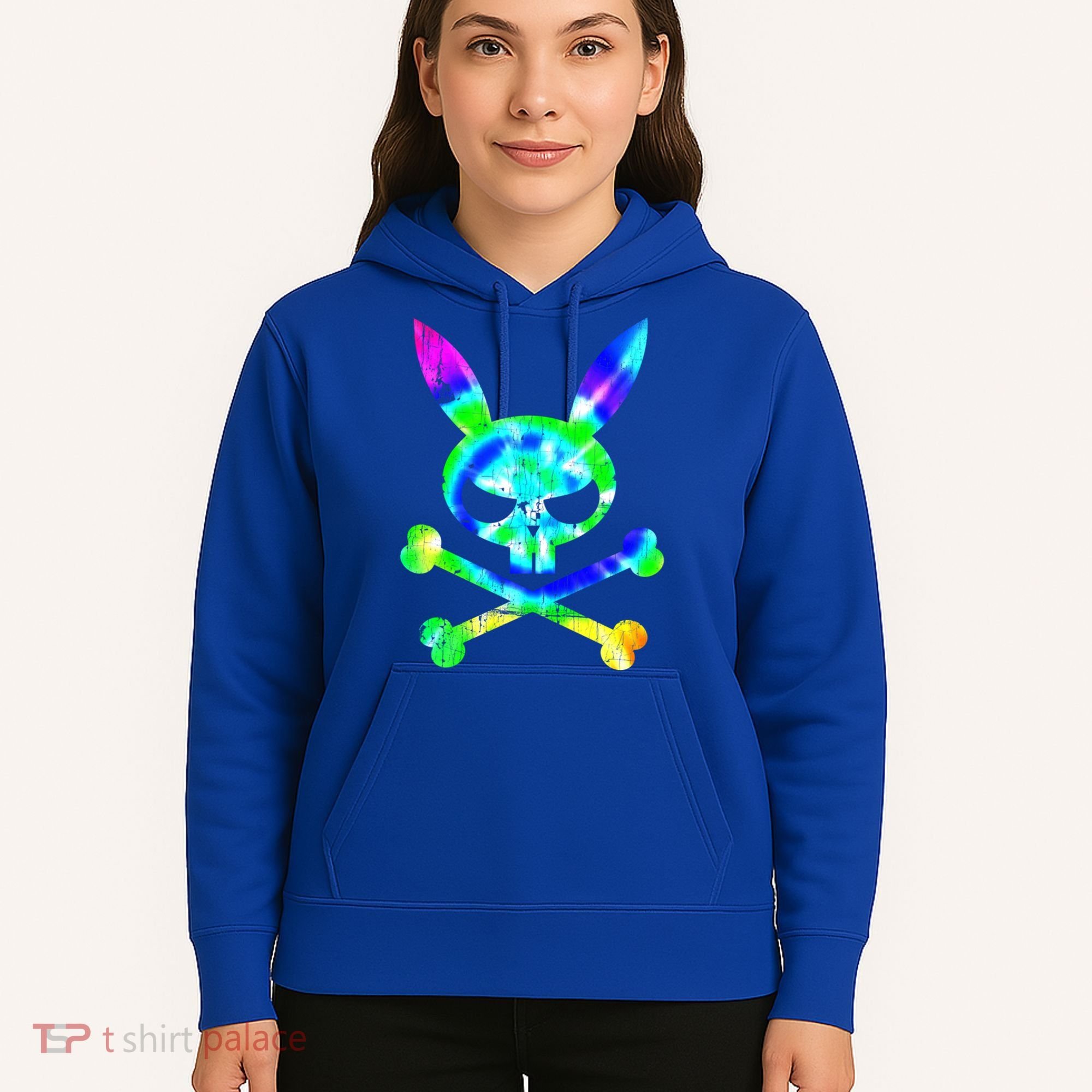 Scary Skull And Crossbones Bad Rabbit Horror Bunny Tie Dye Gift Hoodie